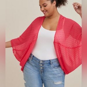 TORRID CHIFFON CLIP DOT COCOON KIMONO WOMEN SIZE 5/6